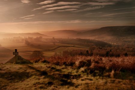 Moorland foothpathの写真素材