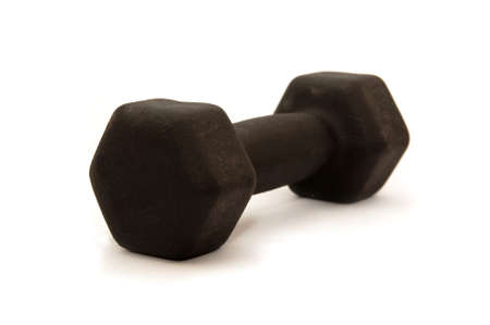 weight training dumbbells on a white backgroundの写真素材