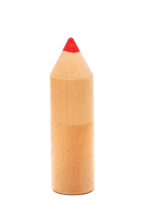 Wooden color pencils on white backgroundの写真素材