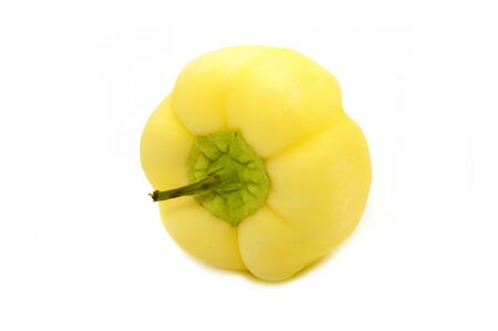 Yellow pepper isolated on white backgroundの写真素材