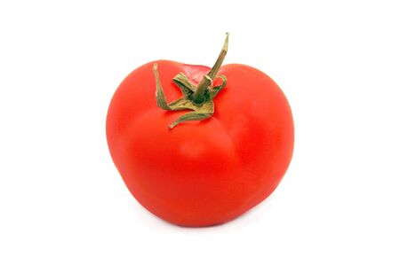 Single tomato isolated on white backgroundの写真素材