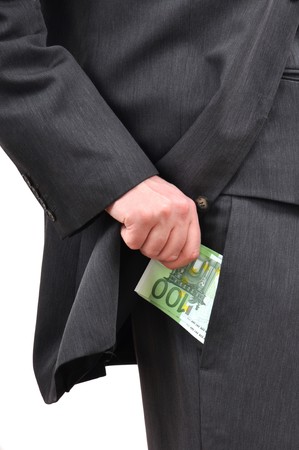 Business man is paying with euro banknotes, financial backgroundの写真素材