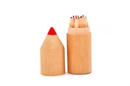 Wooden color pencilsの写真素材