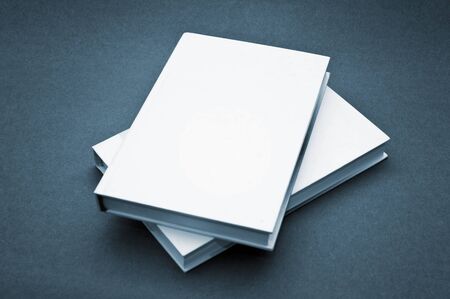 Blank white cover book over a blue background