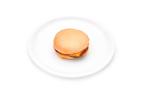 A tasty hamburger with cheese.の写真素材