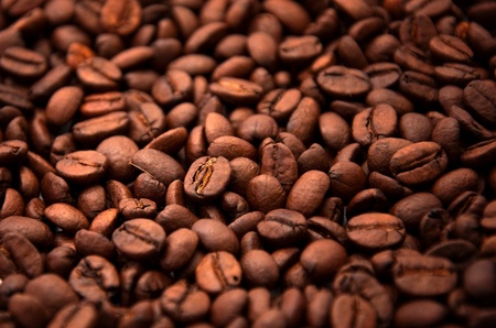 Beautiful brown coffee beans, close up image