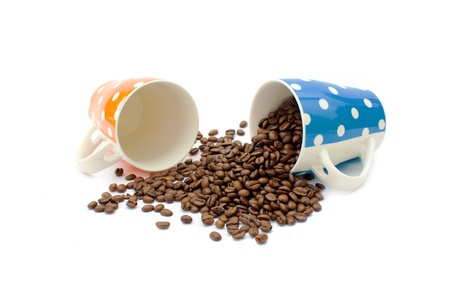 Beautiful brown coffee beans, close up imageの写真素材