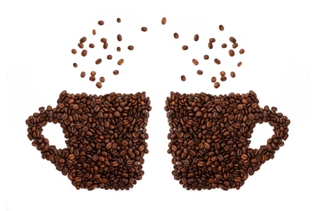 Beautiful brown coffee beans, close up imageの写真素材
