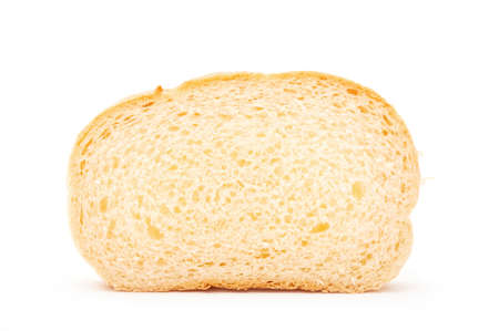 A slice of bread over a white backgroundの写真素材