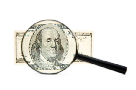Close up image of a hundred dollar bill.の写真素材