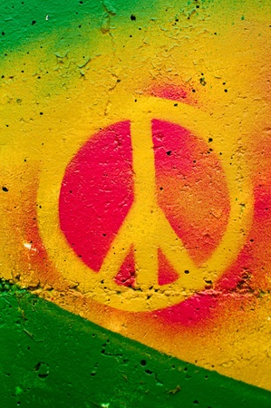 Highly detailed close up image of a grunge peace sign grafitti.の写真素材
