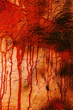 Red blood stained wall, grungy abstract backgroundの写真素材
