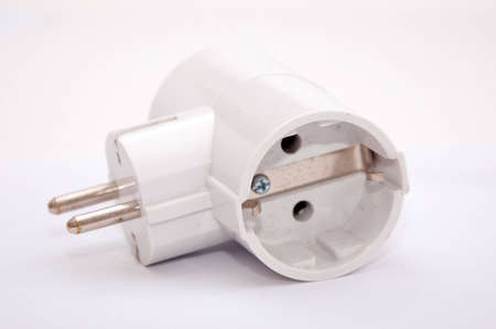 Cord, socket-outlet, close up on white background