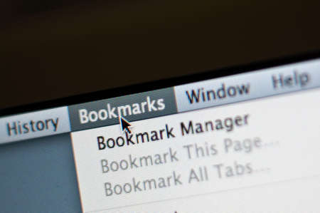 Bookmark menu, part of internet browser software interface