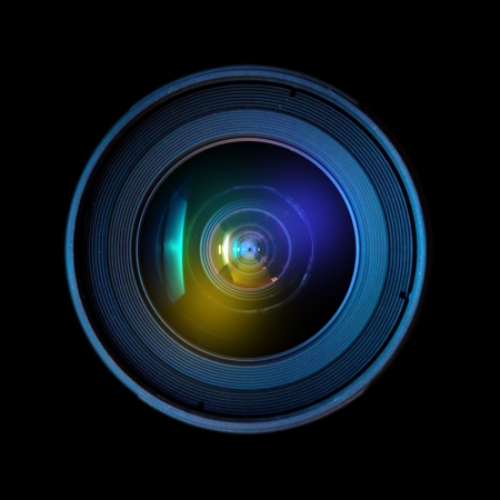 Close up image of a wide DSLR lens Close up image of a wide DSLR lens