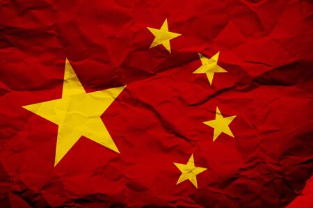 Grunge China flag, image is overlaying a detailed grungy textureの写真素材