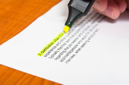 Curriculum vitae definition printed on white paperの写真素材