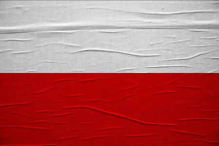 Grunge Polish flag, image is overlaying a detailed grungy textureの写真素材