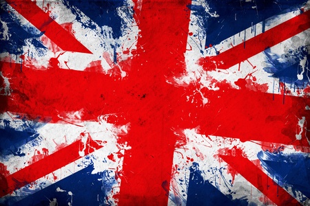 Grunge Great Britain flag, image is overlaying a detailed grungy textureの写真素材