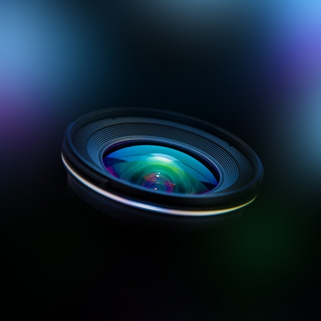 Close up image of a wide DSLR lensの写真素材