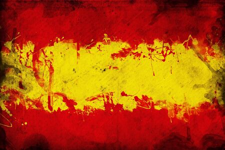 Grunge Spanish flag, image is overlaying a detailed grungy textureの写真素材