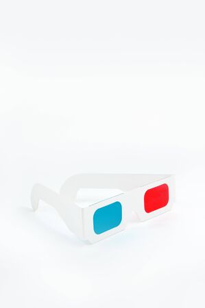 Disposable cheap cardboard 3D glasses with red and cyan lensesの写真素材