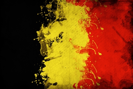 Grunge Belgium flag, image is overlaying a detailed grungy textureの写真素材