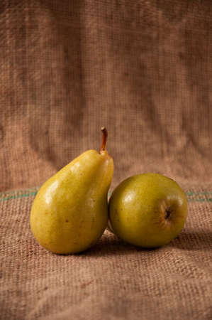 Tasty yellow pears on table; agriculture background image - organic food productionの写真素材