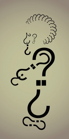 Simple and effective illustration of a punk male with question marksの写真素材