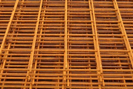 reinforcing mesh, steel bars stacked for construction