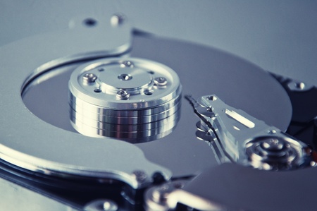 Close up image of SATA computer hard disk device.