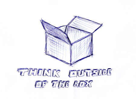 Think outside of the box, handwritten message on a white paper