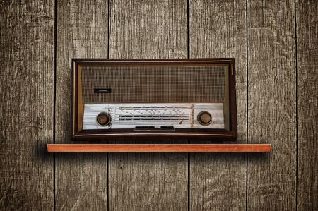 Beautiful old vintage wooden radio receiver deviceの写真素材