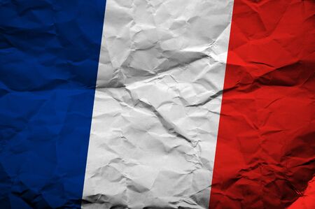 French flag, image is overlaying a grungy paper texture の写真素材