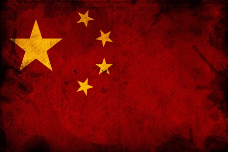 Grunge China flag, image is overlaying a detailed grungy textureの写真素材