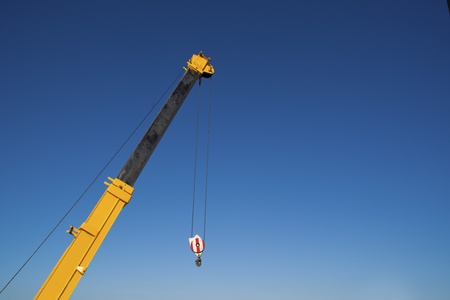 Construction crane hook, industrial machnery detail.の写真素材