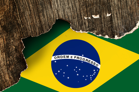 Brazil flag  Brasil flag over grunge textureの写真素材