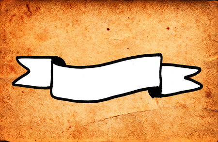 Hand drawn ribbon banner on grunge paper background, copy space for your textの写真素材