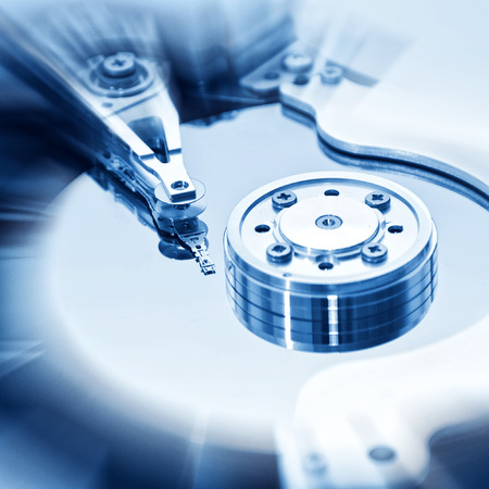 Computer Hard disk drive inside. Data safety concept.