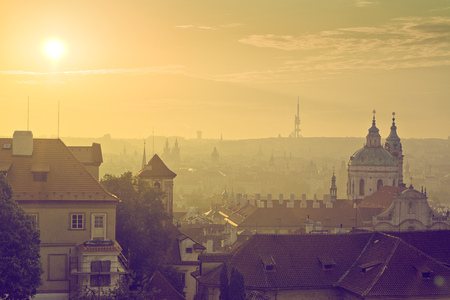 Prague City Morning Skyline,の写真素材