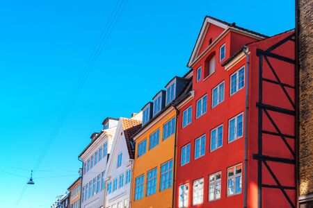 Copenhagen Denmark, colorful facades of old buildings in a row, architectural style of Nordic Europe and Scandinaviaの写真素材