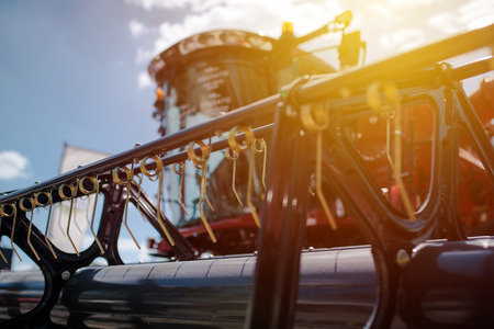 Combine harvester, agricultural machinery detail with selective focus