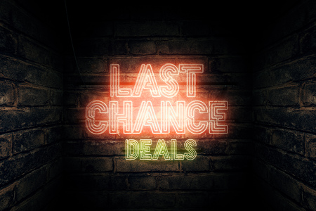 Last chance deals neon sign, 3d rendering illustrationの写真素材