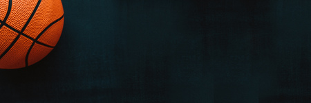 Basketball banner on dark background, copy space included