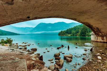 Lake Bohinj - beautiful travel destination in Slovenia, pat of Triglav national parkの写真素材