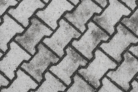 H-shaped pavement concrete slabs pattern top viewの写真素材