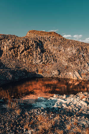 Barren rocky Zlatibor mountain landscape with sky in backgroundの写真素材