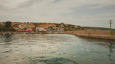 Å ILO, CROATIA - July 26, 2021: Å ilo, village in north-east of the island of Krk, Croatia. Tourist centers of the Dobrinj municipality.のeditorial素材
