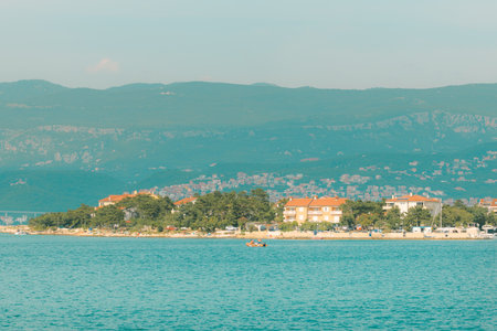 Å ILO, CROATIA - July 26, 2021: Å ilo, village in north-east of the island of Krk, Croatia. Tourist centers of the Dobrinj municipality.のeditorial素材