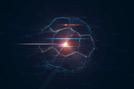 Soccer ball, abstract 2d illustration with lens flare effectの写真素材